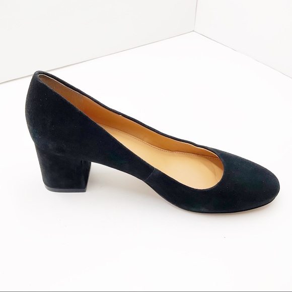 {J. Crew} Black Suede Round Toe Block Heel Pumps - Picture 4 of 16